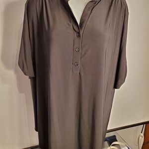 Perseption Women's Charcoal Blouse with Button Accents